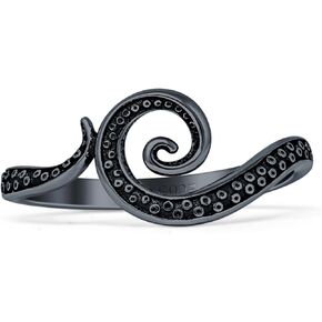 شركة بلو أبل الحد الأدنى 9 مم خاتم الأخطبوط اللامسة المؤكسد نمط عتيق مجوهرات حيوانات البحر خواتم بيان الموضة للنساء 925 الفضة الاسترليني هدية لها in Kuwait