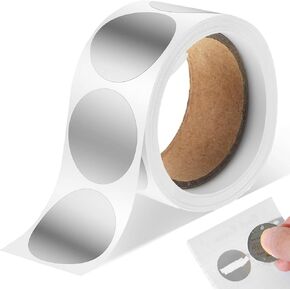 300Pcs Silver Round Scratch Off Stickers Roll, Silver Scratch Off Circles, Self Adhesive Labels for Cards, Games, Party Favors with Self Adhesive Backing in Kuwait