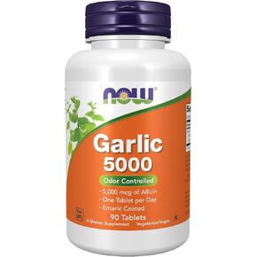 NOW Supplements, Garlic 5,000 (Allium sativum), Enteric Coated, Odor Controlled, 90 Tablets in Kuwait