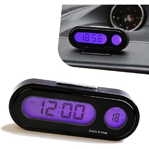 1PC Car Dashboard Digital Clock with Temperature Display, Blue Backlight LED, Adjustable Angle, 12/24H Format, Small Digital Clock for Car Dash, Universal for Most Cars(Black) in Kuwait