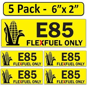 5 عبوات من ملصقات الوقود المرنة للإيثانول E85 - ملصقات تعريف الوقود مقاس 6 × 2 بوصة - فينيل مقاوم للطقس لخزانات الوقود والجرارات والحفارات ومعدات البناء in Kuwait