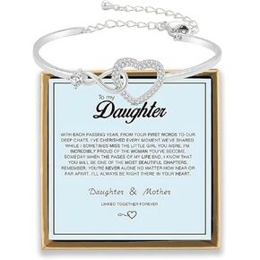 Infinity Heart Love Bracelet for Daughter, Forever Connected Bracelet Stainless Steel Birthday Graduation Jewelry Gifts to Daughter from Mum in Kuwait