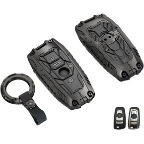 Heavy Duty Key Fob Cover for BMW 1 3 4 5 6 7 Series X3 X4 M5 M6 GT3 GT5 Zinc Alloy Keychain Keyless Entry Remote Control Car Key Case Protector (Black) in Saudi Arabia