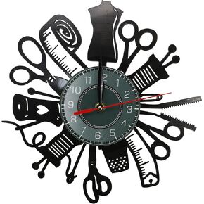 Sewing Machine Wall Clock 12 Inch Vinyl Record Retro Style Silent Non Ticking Quartz Battery Operated Quilting Tools Decorative Clock for Sewing Room Tailor Seamstress Home Kitchen Office Decor Gift in Kuwait