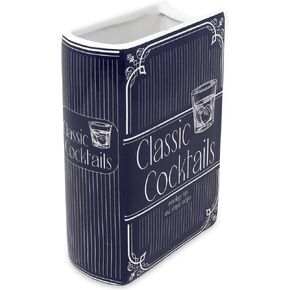 Steel Mill & Co Original Book-Shaped Decorative Vase, Ceramic Vases for Home Decor, Vintage Inspired Kitchen and Bar Cart Decor, Unique Vase for Book Lovers (Large - Classic Cocktails) in Saudi Arabia