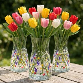 1 قطعة 8 بوصة طويل القامة مزهرية زجاجية شفافة لفصل الربيع والزفاف هووسورمينغ الزهور البرية طاولة مركزية ديكور المنزل الطراز الحديث مزهرية زجاجية واسعة الفم لعيد الأم in Kuwait