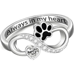 Paw Print Ring for Women Heart Infinity Cat Dog Claw Paw Rings Size 6-10 in Saudi Arabia