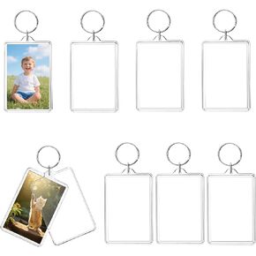 8-Pack Photo Keychain -2.1''x 1.4'' Acrylic Clear Keyrings Picture Frame Keychains - Double Sided Blank Photo Key Fob Holder with Split Ring for DIY Personalised Photo Gift in Kuwait