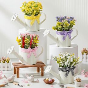 4 Set Fake Flowers Centerpieces for Tables Artificial Flower Plants Spring Farmhouse Tiered Tray Decor for Rustic Vintage Home Decor Party Wedding Office Patio Table Desk Decoration in Kuwait