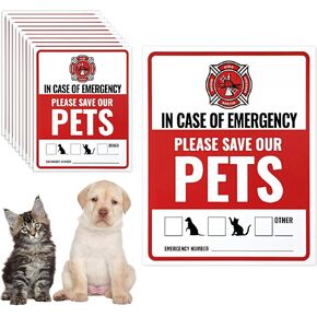 12Pcs Pets Inside Fire Rescue Sticker, 12x10cm Waterproof Strong Adhesive Pet Alert Safety Sticker in Case of Fire or Emergency Please Rescue Our Pets Stickers for Window Door Application in Kuwait