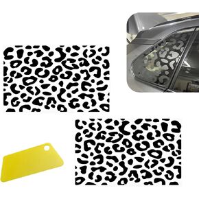 2 PCS Car Side Window Decals, Leopard Cheetah Vinyl Car Rear Quarter Glass Stickers, 16" x 29" Auto Decoration Decal with Installation Tool, Universal for Most Cars (Black) in Kuwait