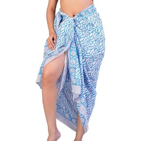 100% قطن سارونج يلتف للنساء هندي كتلة طباعة طويلة ملابس السباحة بيكيني صوفية ثوب السباحة التستر للنساء (73 بوصة × 44 بوصة) in Kuwait