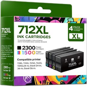 712XL Ink Cartridges Compatible Replacement for HP 712 XL 712XL Ink Cartridges Combo Pack for DesignJet T210 T630 T230 T650 Studio Plotter Printer (4 Pack, 80-ML Black, 29-ML Cyan/Magenta/Yellow) in Kuwait