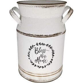 Large Antique Vase, 12x8in White European Pastoral Style Milk Can, Country Pot Decoration Bottle, Pot Storage Bottle in Saudi Arabia