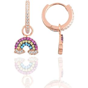 Sterling Silver Rainbow Hoop Earrings for Women | Colorful Stone Design | Fun and Playful Jewelry Gift in Saudi Arabia