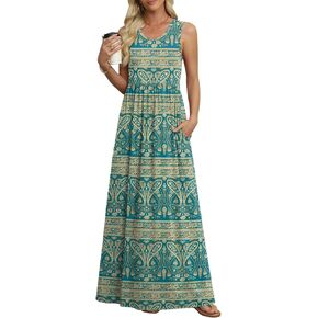 AYIFU Women's Summer Sleeveless Loose Maxi Dress Casual Long Dresses with Pockets in Kuwait