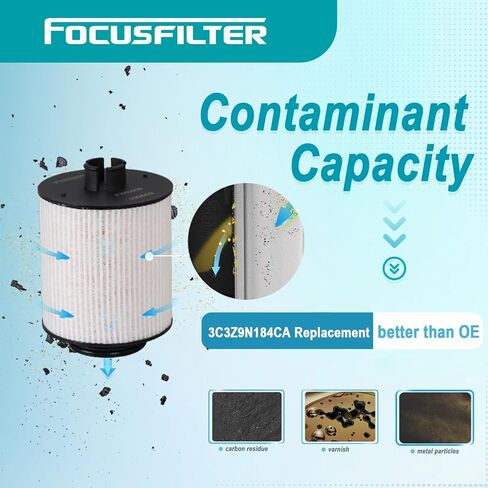 FOCUSFILTER FD4616 OEM Grade Fuel Filter, For 03-07 Ford 6.0L F250 F350 F450 F550 Super Duty, 03-05 Excursion, Upper Fuel Bowl Lower Lifter Pump Filter, Replaces 3C3Z9N184CB, 3C3Z9N184CA, FD4604 in Kuwait