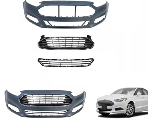 Fusion Front Bumper Cover & Upper Lower Grille Compatible with 2013 2014 2015 2016 F-ord Fusion SE S Titanium Sedan 4-Door in Kuwait