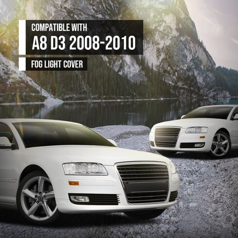 G-PLUS المصد الأمامي للضباب غطاء خفيف لليسار واليمين متوافق مع Audi A8 D3 2008 2009 2010، Fit Audi A8 Quattro D3 2008-2010 4E0807680B، 4E0807679B أسود لامع in Saudi Arabia