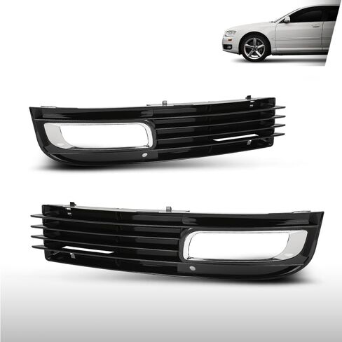 G-PLUS المصد الأمامي للضباب غطاء خفيف لليسار واليمين متوافق مع Audi A8 D3 2008 2009 2010، Fit Audi A8 Quattro D3 2008-2010 4E0807680B، 4E0807679B أسود لامع in Saudi Arabia