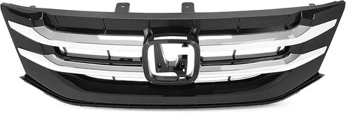 Front Grille Compatible with 2014-2017 Honda Odyssey Replacement for HO1200220 Black+Silvery Bumper Grill w/Chrome Strips Plastic in Kuwait