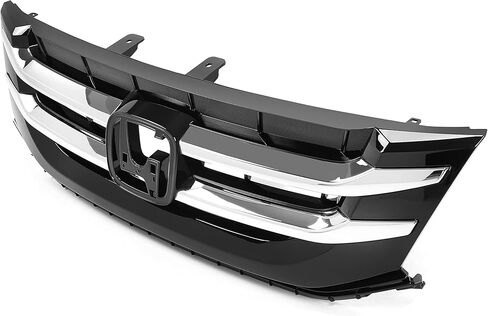 Front Grille Compatible with 2014-2017 Honda Odyssey Replacement for HO1200220 Black+Silvery Bumper Grill w/Chrome Strips Plastic in Kuwait