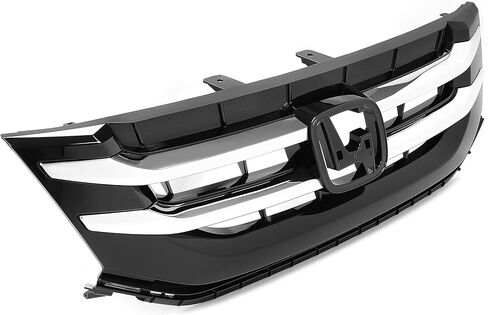 Front Grille Compatible with 2014-2017 Honda Odyssey Replacement for HO1200220 Black+Silvery Bumper Grill w/Chrome Strips Plastic in Kuwait