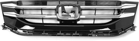 Front Grille Compatible with 2014-2017 Honda Odyssey Replacement for HO1200220 Black+Silvery Bumper Grill w/Chrome Strips Plastic in Kuwait
