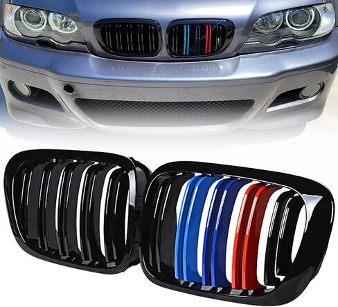 Pair Chrome Front Kidney Grill Grille Single Slat Replacement for 1999-2002 BMW E46 3 Series 325Ci 330Ci 2-Door Coupe/Convertible Pre-facelift in Saudi Arabia