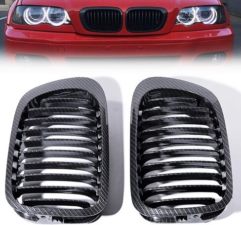 Pair Chrome Front Kidney Grill Grille Single Slat Replacement for 1999-2002 BMW E46 3 Series 325Ci 330Ci 2-Door Coupe/Convertible Pre-facelift in Saudi Arabia