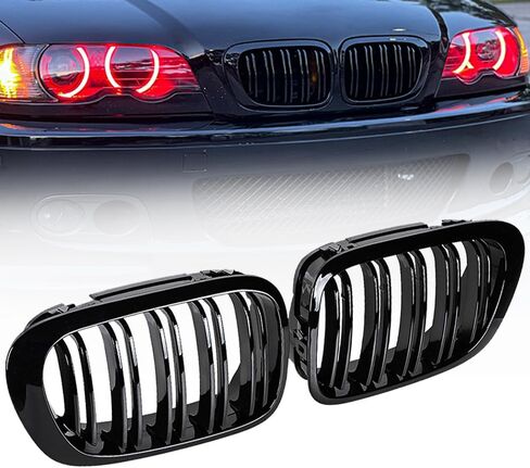 Pair Chrome Front Kidney Grill Grille Single Slat Replacement for 1999-2002 BMW E46 3 Series 325Ci 330Ci 2-Door Coupe/Convertible Pre-facelift in Saudi Arabia