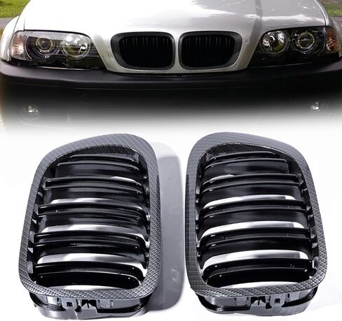 زوج من شبكة شواء الكلى الأمامية المصنوعة من الكروم قطعة واحدة بديلة لـ 1999-2002 BMW E46 3 Series 325Ci 330Ci 2-Door كوبيه/قابلة للتحويل قبل تجميل in Kuwait