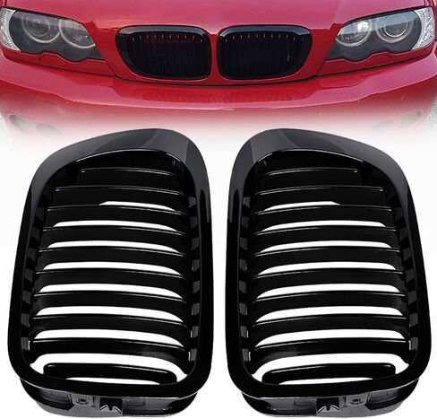 Pair Chrome Front Kidney Grill Grille Single Slat Replacement for 1999-2002 BMW E46 3 Series 325Ci 330Ci 2-Door Coupe/Convertible Pre-facelift in Saudi Arabia