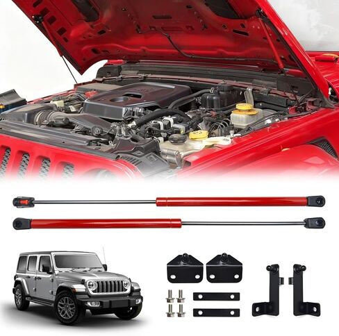 Hood Struts for Jeep Wrangler JL 2018-2025 & Gladiator JT 2020-2025 Premium Front Bonnet Lift Support Spring Kit 2-Piece Heavy Duty Hydraulic Prop Rod Replacement Easy Installation Upgrade in Kuwait
