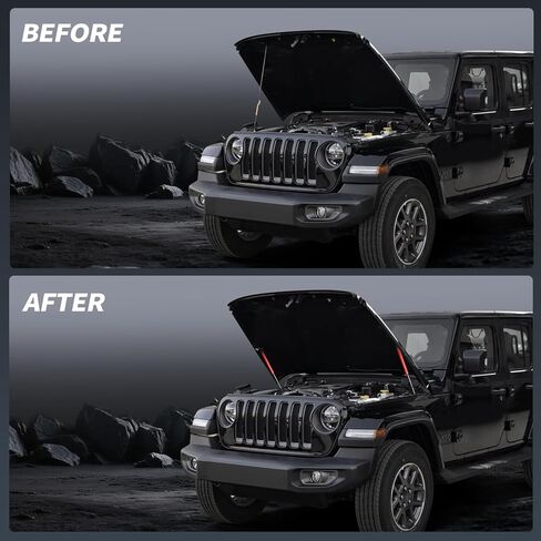 Hood Struts for Jeep Wrangler JL 2018-2025 & Gladiator JT 2020-2025 Premium Front Bonnet Lift Support Spring Kit 2-Piece Heavy Duty Hydraulic Prop Rod Replacement Easy Installation Upgrade in Kuwait