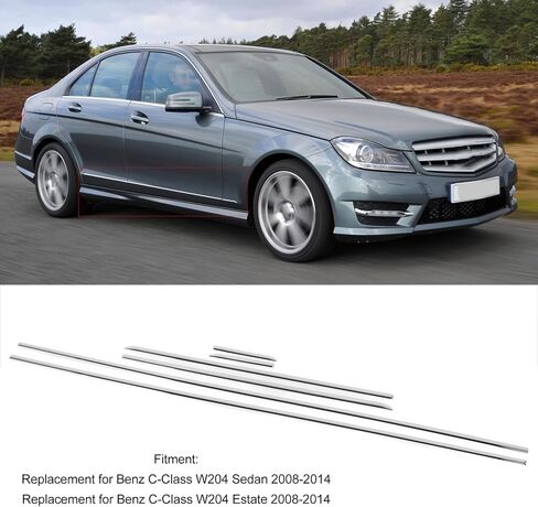 Chrome Body Side Door Trim Set, 6pcs, Fit for C Class W204 Sedan 2008 to 2014, Enhanced Exterior Styling in Saudi Arabia