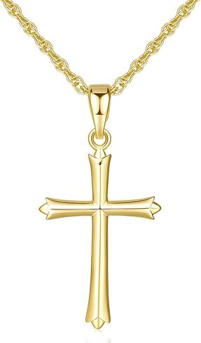 قلادة متقاطعة من الذهب عيار 14 قيراط للنساء قلادة سلسلة ذهبية بسيطة للنساء قلادة قلادة 22 مم in Kuwait