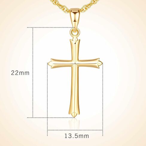 قلادة متقاطعة من الذهب عيار 14 قيراط للنساء قلادة سلسلة ذهبية بسيطة للنساء قلادة قلادة 22 مم in Kuwait