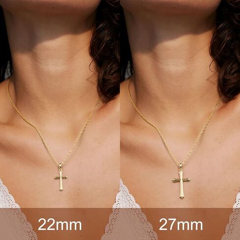 قلادة متقاطعة من الذهب عيار 14 قيراط للنساء قلادة سلسلة ذهبية بسيطة للنساء قلادة قلادة 22 مم in Kuwait