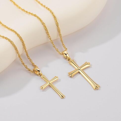 قلادة متقاطعة من الذهب عيار 14 قيراط للنساء قلادة سلسلة ذهبية بسيطة للنساء قلادة قلادة 22 مم in Kuwait