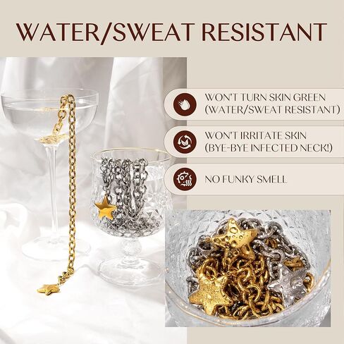 Chunky Gold Necklace with Star Pendant for Women,18K Gold Plated Stainless Steel Sweatproof Non Tarnish Hypoallergenic Chain,Trendy Chunky Necklaces for Women,Star Necklace Fashion Statement Jewelry in Saudi Arabia