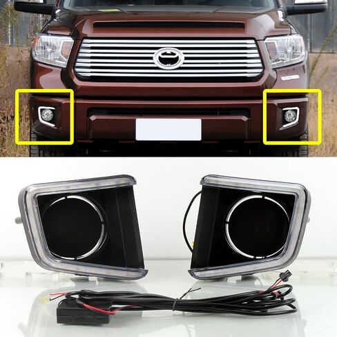 مصابيح الضباب LED DRL مناسبة لـ 2014-2021 تويوتا تندرا مع كهرمان متتابع بدوره إشارة مصابيح القيادة المصد الأمامي المصابيح الأمامية الملحقات in Kuwait