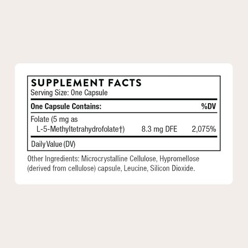 THORNE 5-MTHF - Methylfolate (Active B9 Folate) Supplement - Supports Cardiovascular Health, Fetal Development, Nerve Health, Methylation, and Homocysteine Levels - 60 Capsules - 5-MTHF 5mg in Kuwait