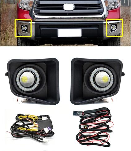 LED DRL Fog Lights Fit for 2014-2021 Toyota Tundra with Amber Sequential Turn Signal Driving Lights Front Bumper HeadLights Accessories in Saudi Arabia
