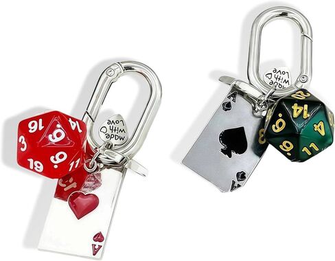 سلسلة مفاتيح Dice y2k، حقيبة يد لطيفة ومبتكرة وحقيبة يد فضية ساحرة d20 نجمة، مستلزمات حفلات بونكو بموضوع الكازينو، ديكورات مضحكة مع الآس البستوني (قطعتان) in Kuwait