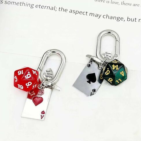 سلسلة مفاتيح Dice y2k، حقيبة يد لطيفة ومبتكرة وحقيبة يد فضية ساحرة d20 نجمة، مستلزمات حفلات بونكو بموضوع الكازينو، ديكورات مضحكة مع الآس البستوني (قطعتان) in Kuwait