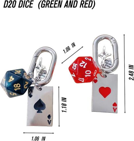 سلسلة مفاتيح Dice y2k، حقيبة يد لطيفة ومبتكرة وحقيبة يد فضية ساحرة d20 نجمة، مستلزمات حفلات بونكو بموضوع الكازينو، ديكورات مضحكة مع الآس البستوني (قطعتان) in Kuwait