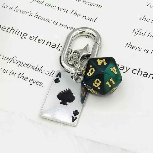 سلسلة مفاتيح Dice y2k، حقيبة يد لطيفة ومبتكرة وحقيبة يد فضية ساحرة d20 نجمة، مستلزمات حفلات بونكو بموضوع الكازينو، ديكورات مضحكة مع الآس البستوني (قطعتان) in Kuwait