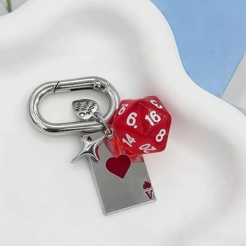سلسلة مفاتيح Dice y2k، حقيبة يد لطيفة ومبتكرة وحقيبة يد فضية ساحرة d20 نجمة، مستلزمات حفلات بونكو بموضوع الكازينو، ديكورات مضحكة مع الآس البستوني (قطعتان) in Kuwait