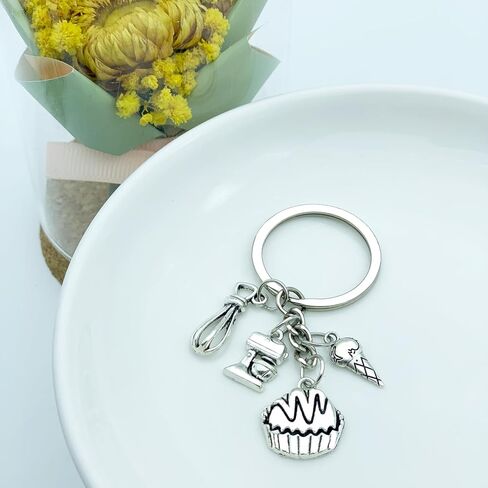 Christmas Gifts for Bakers Baking Culinary Gift for Chefs Baking Keychain Thank You Appreciation Cooking Gifts Pastry Chef Graduation Present for Student Cupcake Key chain for Baking Lover in Kuwait